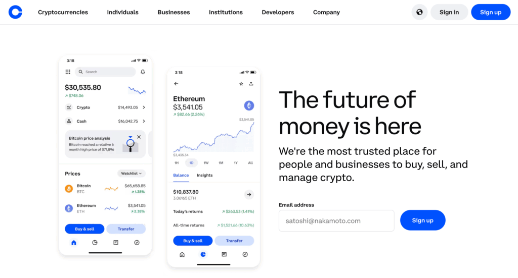 Coinbase Derivate-Exchange Handelsinterface