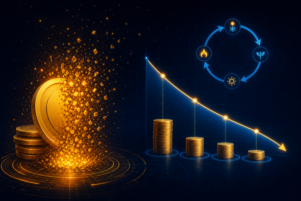 Illustration of the BNB token burn mechanism reducing supply over time