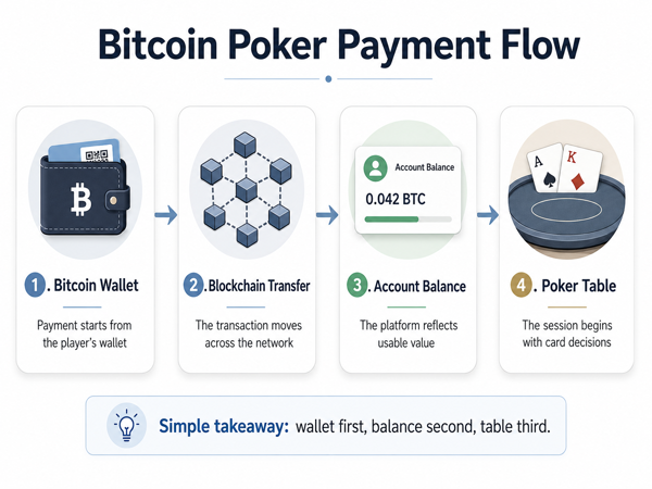 Bitcoin wallet reaching poker table