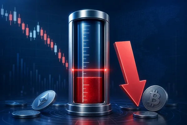Equity gauge dropping below maintenance margin threshold with downward red arrow