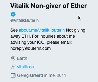 Vitalik Butering Twitter Bio
