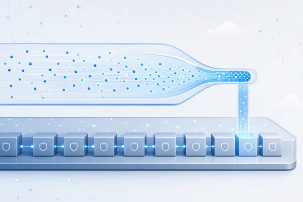 Layer 2 express layer bundling many transactions into one batch posted down to a secure Layer 1 base of blockchain blocks