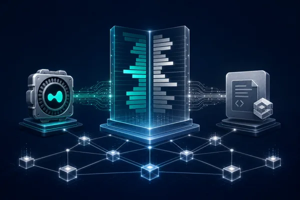 Decentralized order book architecture with HyperCore engine and HyperEVM smart contracts on a blockchain network
