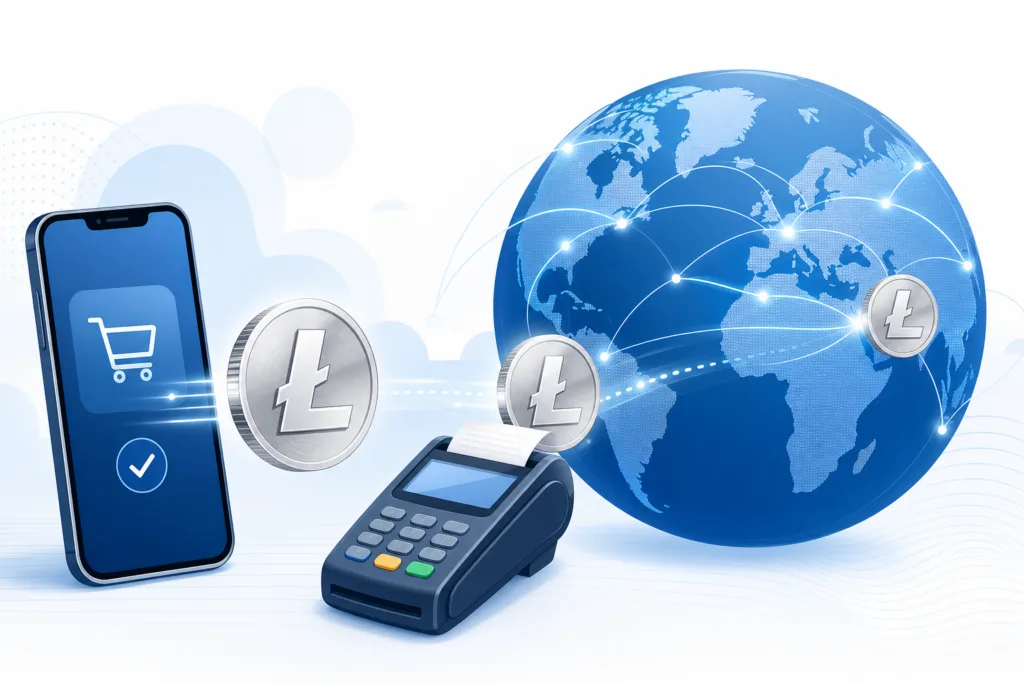 Litecoin used for everyday and cross-border payments via smartphone, point-of-sale terminal and global network