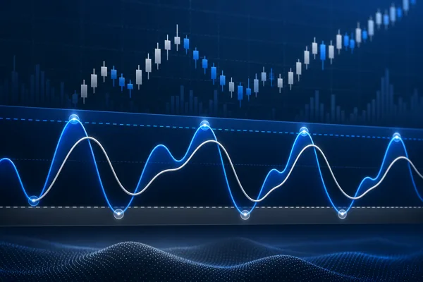 Stochastic RSI momentum oscillator moving between overbought and oversold bands on a crypto trading chart