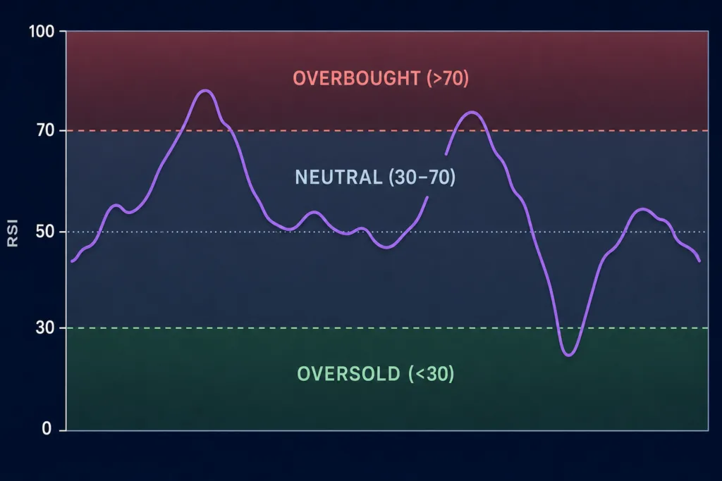 Die drei RSI-Zonen überkauft, neutral und überverkauft erklärt
